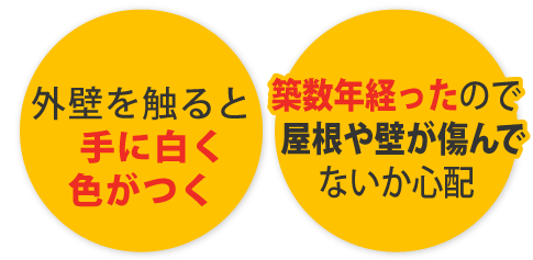 外壁を触ると   手に白く 色がつく・築数年経ったので   屋根や壁が傷んで ないか心配